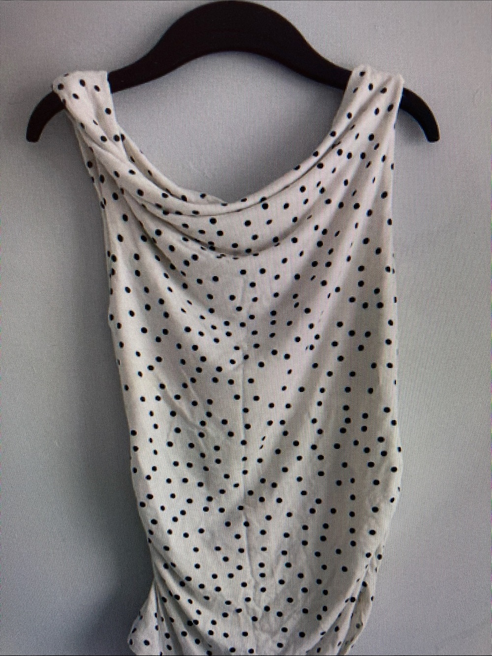 White Polka Dot Sleeveless Draped Top